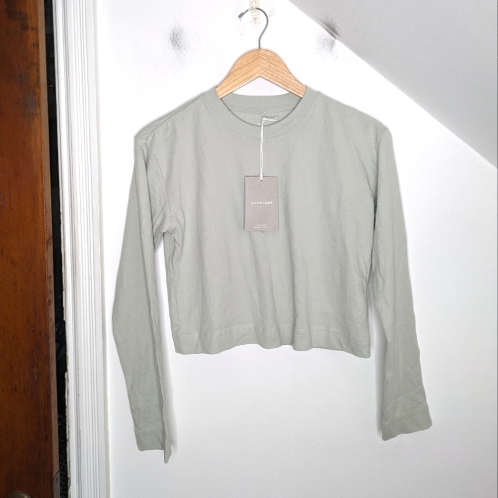 EVERLANE Cotton Long Sleeve Light Green Tee Size XXS